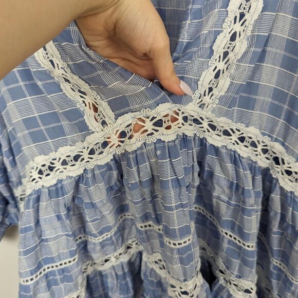 Free-people Women's Blue and White Blouse - Picture 7 of 8